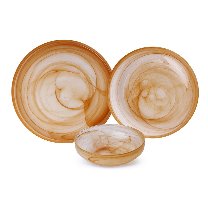 Conjunto de jantar 18 peças laranja/vidro