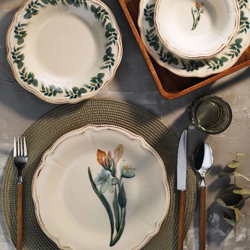 Conjunto de jantar 18 peças multicolorido/porcelana