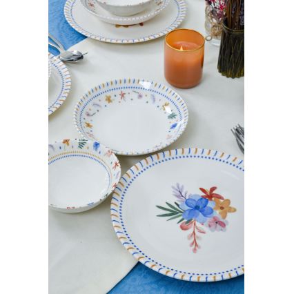 Conjunto de jantar 18 peças multicolorido/porcelana