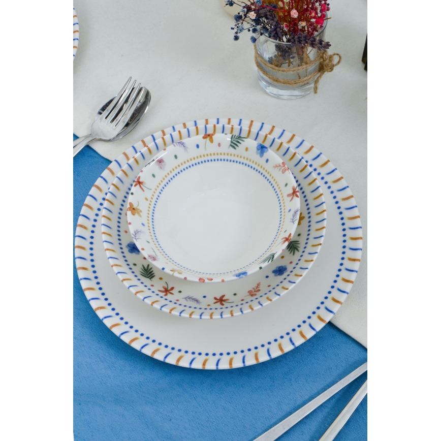 Conjunto de jantar 18 peças multicolorido/porcelana