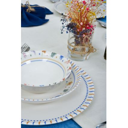 Conjunto de jantar 18 peças multicolorido/porcelana