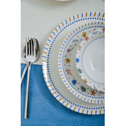 Conjunto de jantar 18 peças multicolorido/porcelana