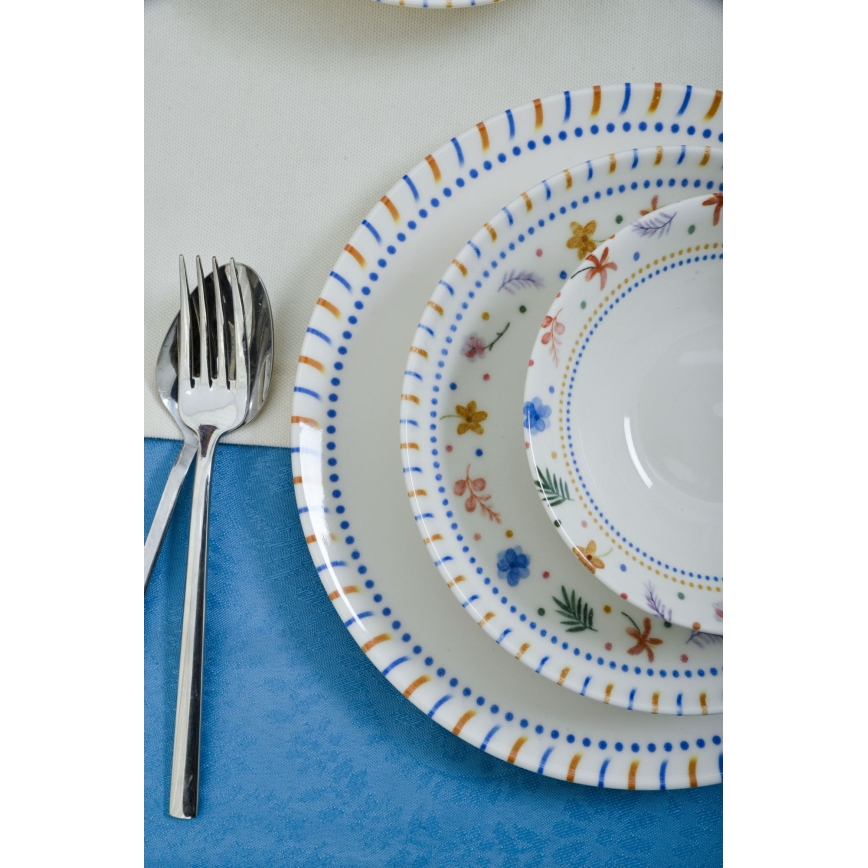 Conjunto de jantar 18 peças multicolorido/porcelana