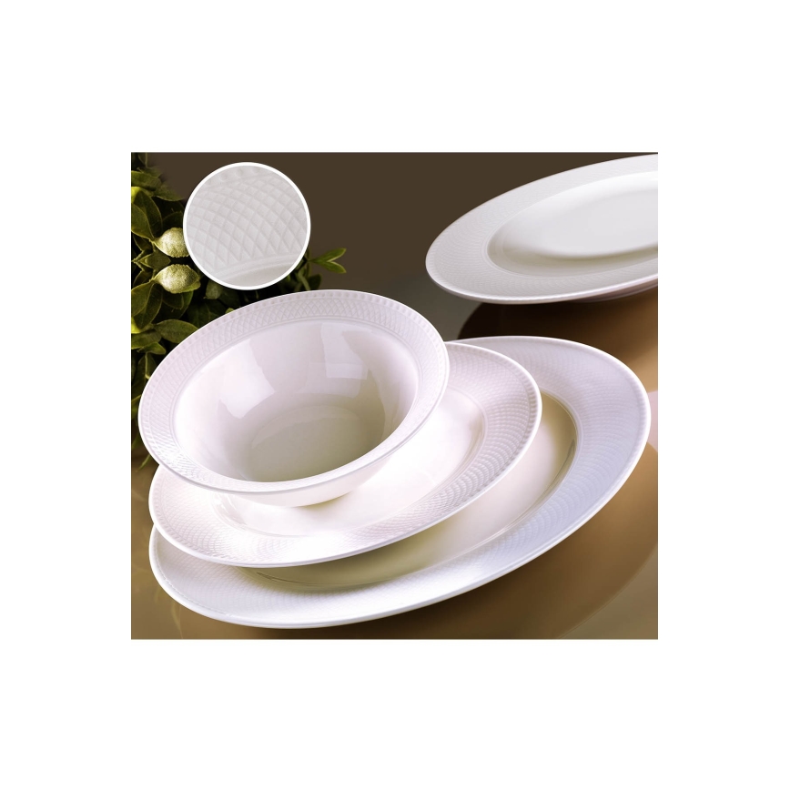 Conjunto de jantar 18 peças, porcelana branca