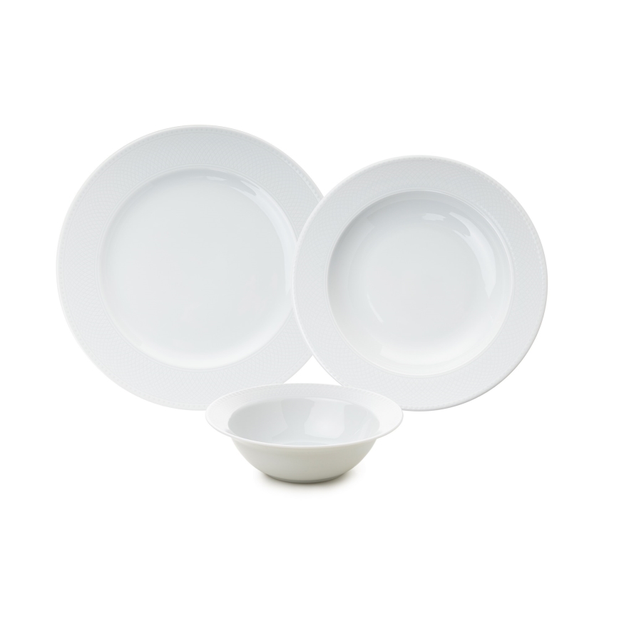 Conjunto de jantar 18 peças, porcelana branca