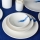 Conjunto de jantar 18 peças, porcelana, branco/azul