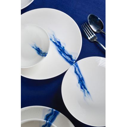 Conjunto de jantar 18 peças, porcelana, branco/azul