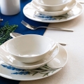 Conjunto de jantar 18 peças, porcelana, branco/azul/verde