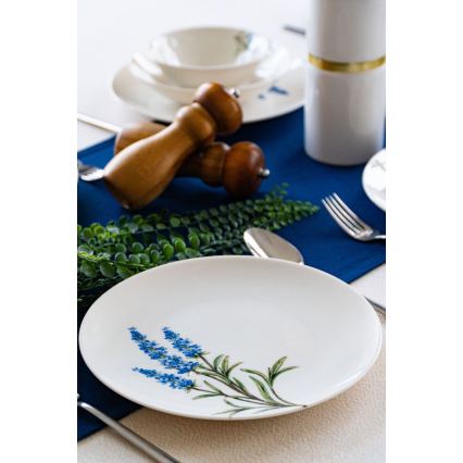 Conjunto de jantar 18 peças, porcelana, branco/azul/verde