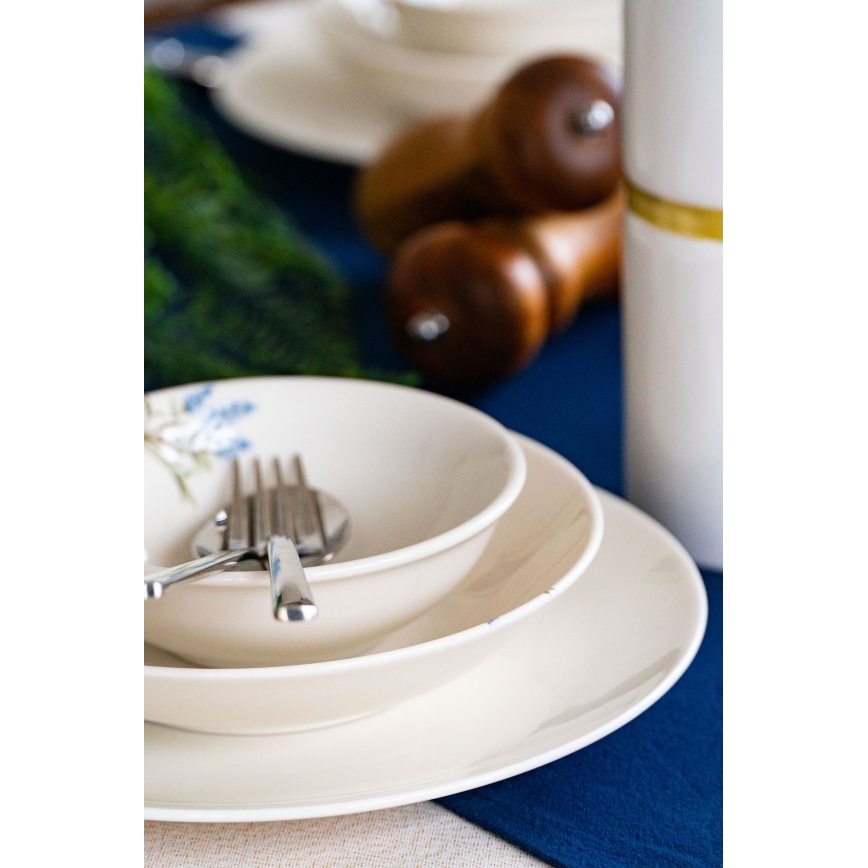 Conjunto de jantar 18 peças, porcelana, branco/azul/verde