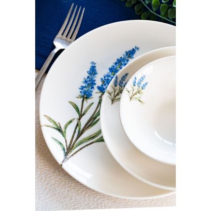 Conjunto de jantar 18 peças, porcelana, branco/azul/verde