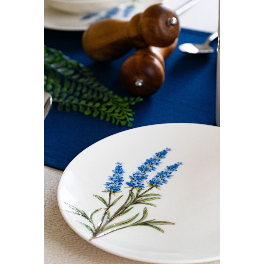 Conjunto de jantar 18 peças, porcelana, branco/azul/verde