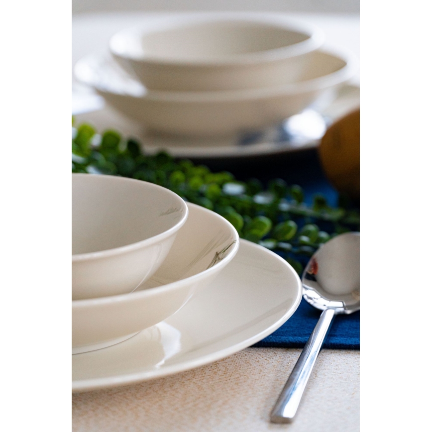 Conjunto de jantar 18 peças, porcelana, branco/azul/verde