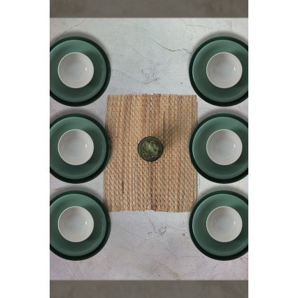Conjunto de jantar 18 peças, verde/branco, em cerâmica