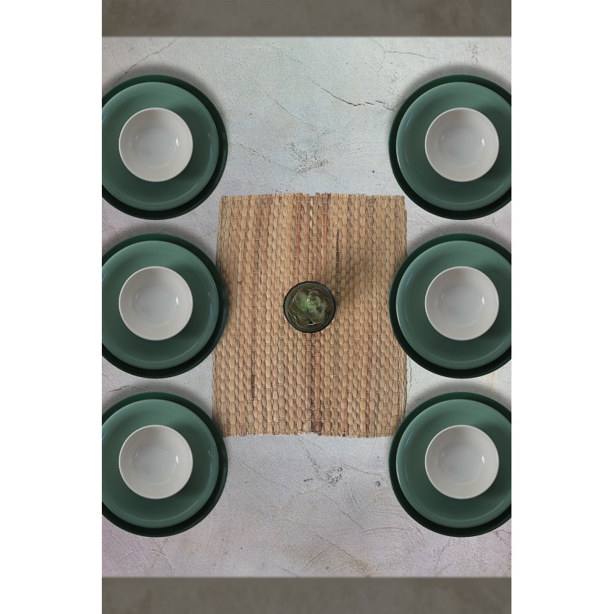 Conjunto de jantar 18 peças, verde/branco, em cerâmica
