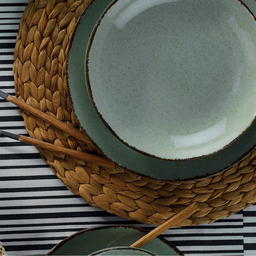 Conjunto de jantar 18 peças verde/porcelana