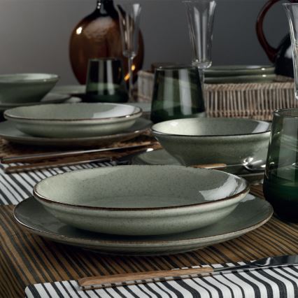 Conjunto de jantar 18 peças verde/porcelana