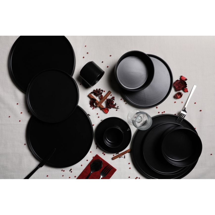 Conjunto de jantar 20 peças preto/grés