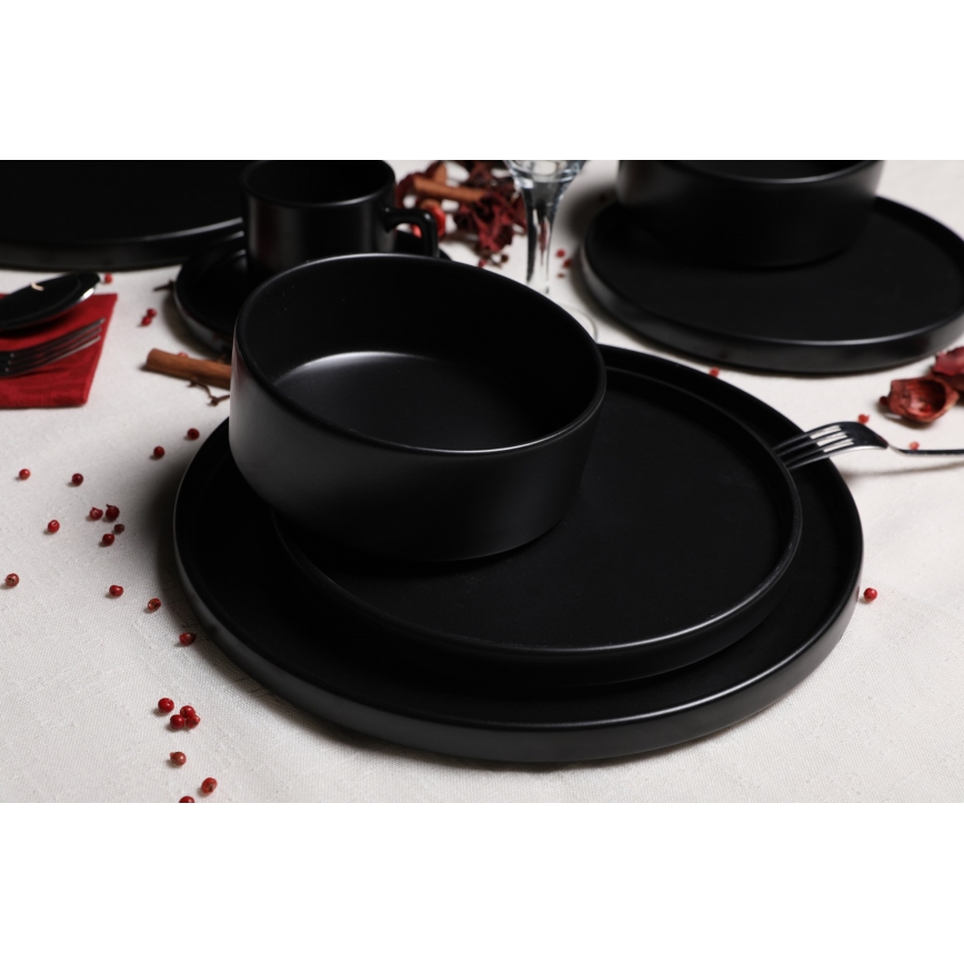 Conjunto de jantar 20 peças preto/grés