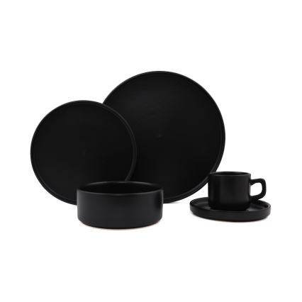 Conjunto de jantar 20 peças preto/grés