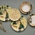Conjunto de jantar 24 peças, amarelo/verde/branco, cerâmica
