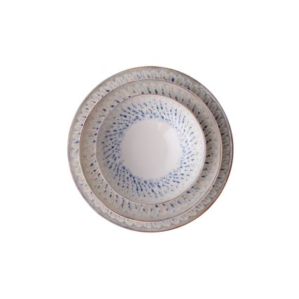 Conjunto de jantar 24 peças azul/bege/porcelana