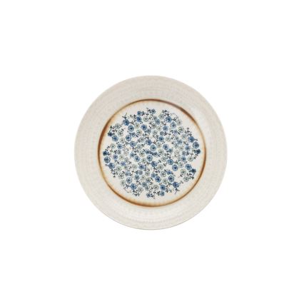 Conjunto de jantar 24 peças azul/bege/porcelana