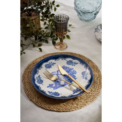 Conjunto de jantar 24 peças, azul/branco, em porcelana