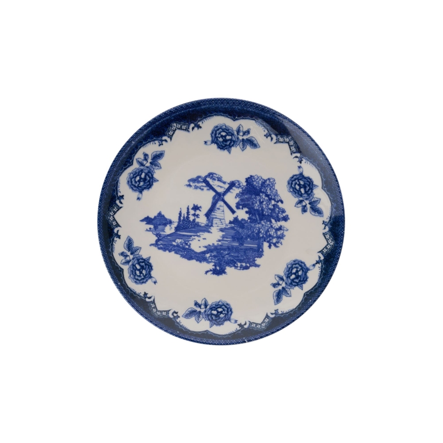 Conjunto de jantar 24 peças, azul/branco, em porcelana