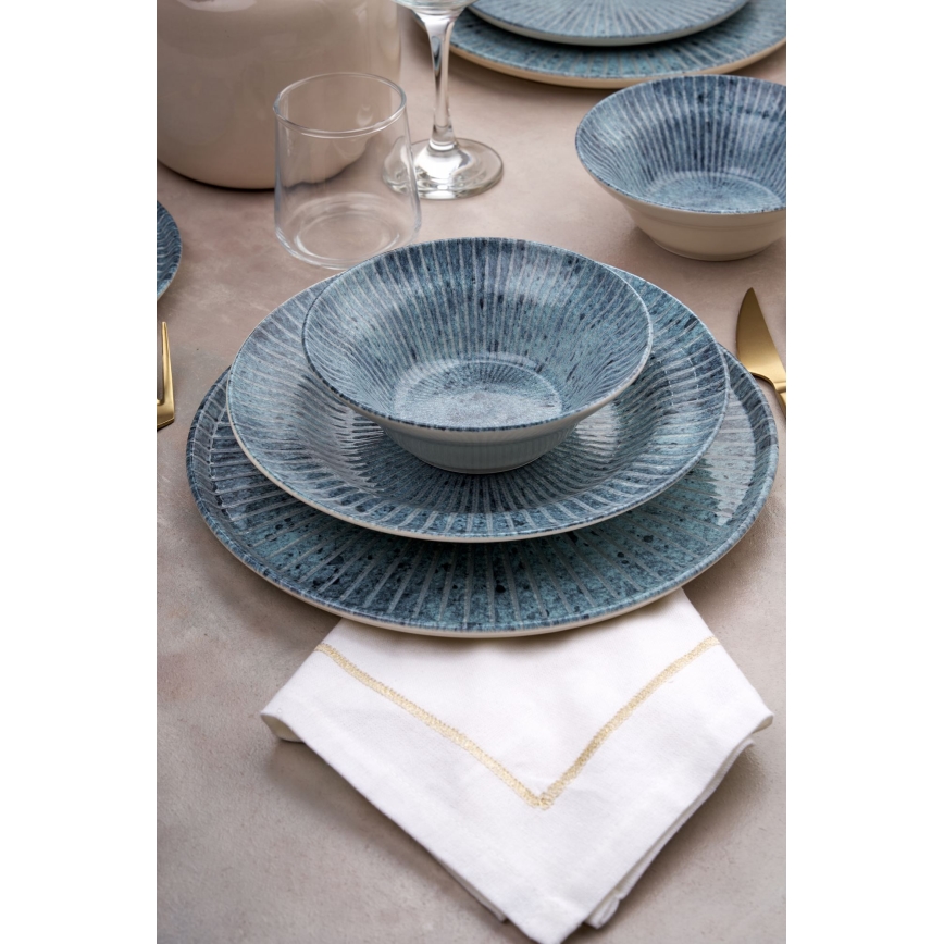 Conjunto de jantar 24 peças azul/cerâmica