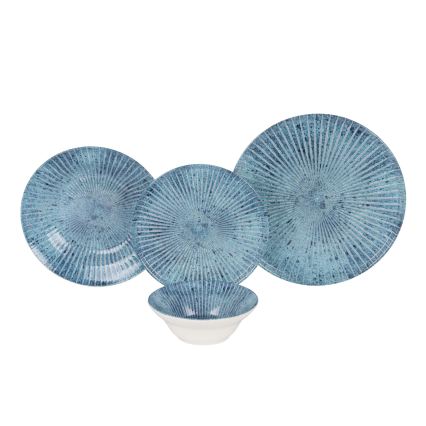 Conjunto de jantar 24 peças azul/cerâmica