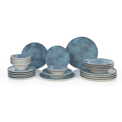 Conjunto de jantar 24 peças azul/cerâmica