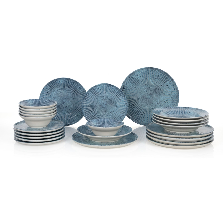 Conjunto de jantar 24 peças azul/cerâmica