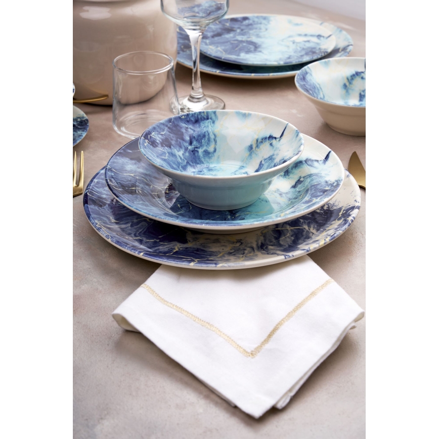 Conjunto de jantar 24 peças azul/cerâmica