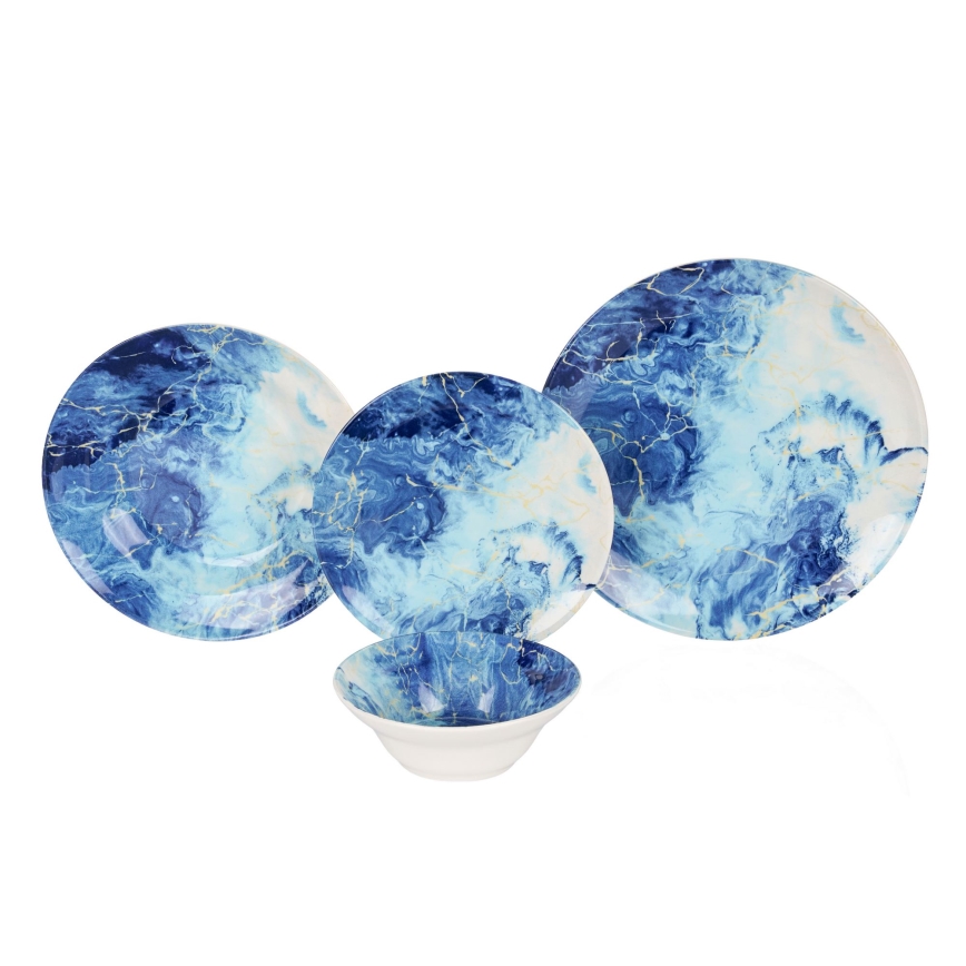 Conjunto de jantar 24 peças azul/cerâmica