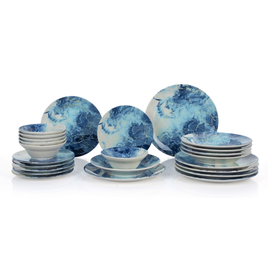 Conjunto de jantar 24 peças azul/cerâmica