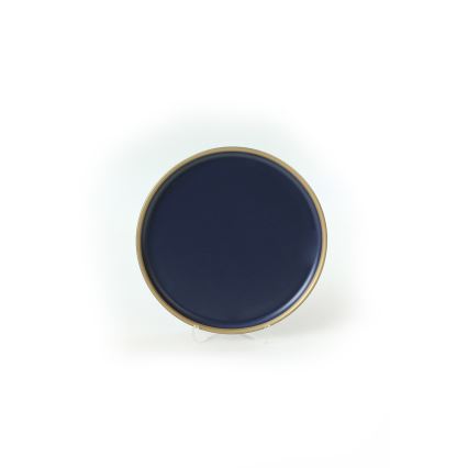 Conjunto de jantar 24 peças azul/dourado/cerâmica