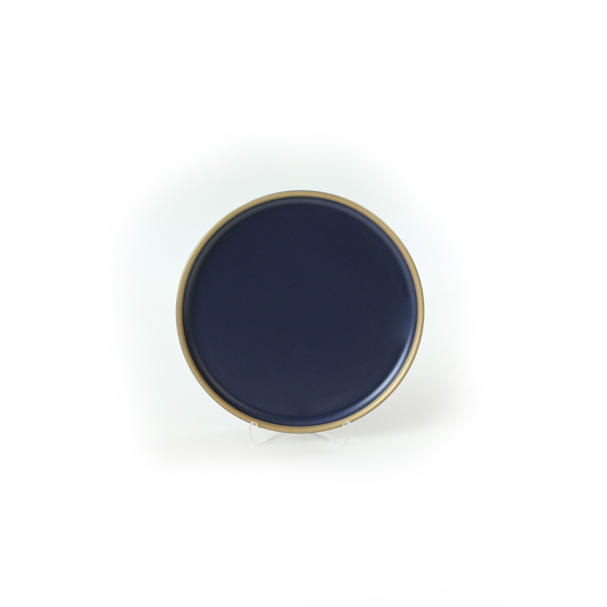 Conjunto de jantar 24 peças azul/dourado/cerâmica