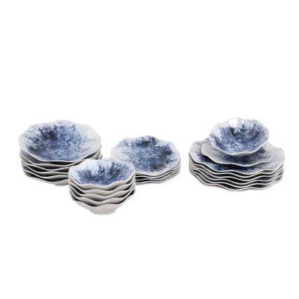 Conjunto de jantar 24 peças, azul, em porcelana