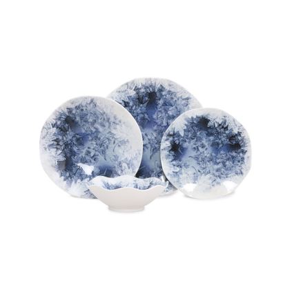 Conjunto de jantar 24 peças, azul, em porcelana