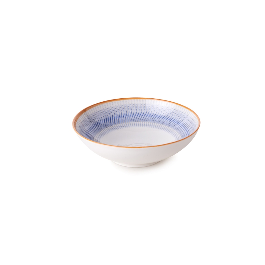 Conjunto de jantar 24 peças azul/laranja/porcelana