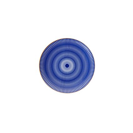 Conjunto de jantar 24 peças azul/laranja/porcelana