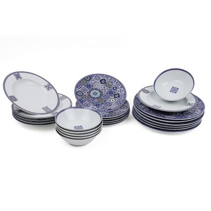 Conjunto de jantar 24 peças azul/porcelana
