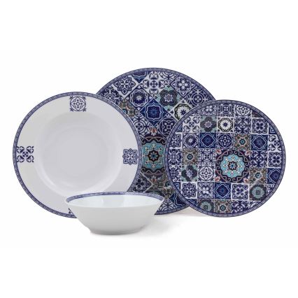 Conjunto de jantar 24 peças azul/porcelana