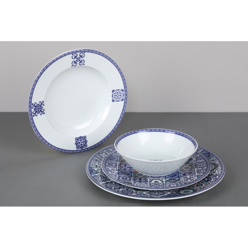 Conjunto de jantar 24 peças azul/porcelana