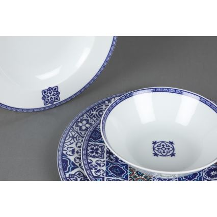 Conjunto de jantar 24 peças azul/porcelana