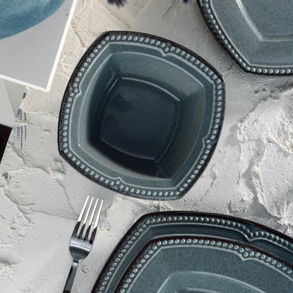 Conjunto de jantar 24 peças azul/porcelana