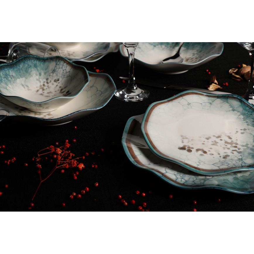 Conjunto de jantar 24 peças azul/porcelana