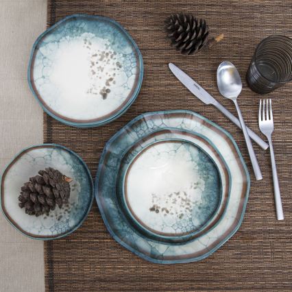 Conjunto de jantar 24 peças azul/porcelana