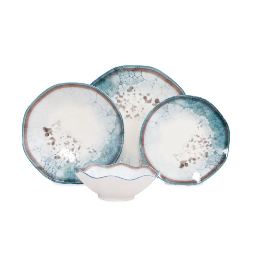 Conjunto de jantar 24 peças azul/porcelana